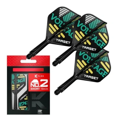 Imagen de Target Darts Rob Cross K Flex Vuelos y Sistema de Varillas, No.2 (Corto, 19mm) Pack 3 Kflex All In One Flights, Player Edition Accesorios para Dardos Potencia Dart