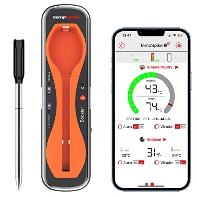Imagen de ThermoPro TempSpike 150M Termómetro Inalámbrico para Carne con Bluetooth, de Cocina Impermeable IP67 el Horno, Freidoras, Asar, Ahumar y Barbacoa
