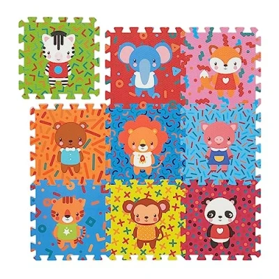 Imagen de Relaxdays Alfombra Puzle Animales, Alfombrilla Juegos 9 Piezas, sin Tóxicos, Suelo Goma EVA, 86 x cm, Multicolor, Gomaespuma