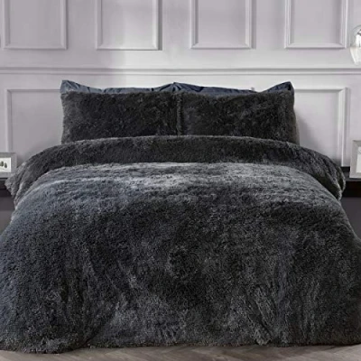 Imagen de Sleepdown 5056242754626 Juego edredón con Fundas de Almohada, Color Gris carbón, Muy Suave, fácil Cuidado, tamaño Super King (220 x 260 cm), Poliéster, Matrimonio Grande, 1 pc