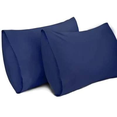 Imagen de Lirex 2 Paquetes Fundas de Almohada, 100% Algodón 400 Hilos Transpirable Almohada la Cubiertas (40 x 70 cm， Azul Oscuro)