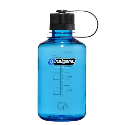 Imagen de Nalgene Sustain Tritan Botella de agua sin BPA hecha con material derivado del 50% residuos plástico, 16 onzas, boca estrecha, azul pizarra