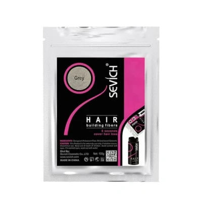 Imagen de Sevich fibras capilares unisex 5 segundos disimula la caída del cabello, reconstruye el naturales de queratina para cabello debilitado, 100g gris