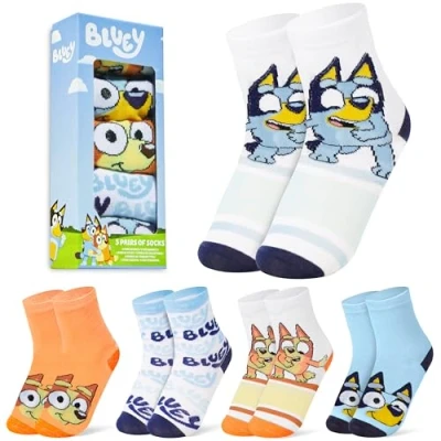 Imagen de Bluey Transpirables Calcetines Divertidos para Niños, Pack de 5 Regalos Niños