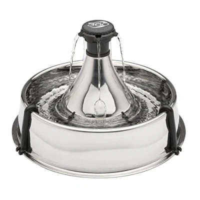 Imagen de PetSafe Drinkwell Fuente de Agua para Animales 360 Acero Inoxidable Capacidad 3.8L, 5 chorros en Cascada Ajustables, Filtro Carbono Calidad