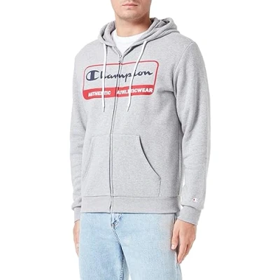 Imagen de Champion Legacy Graphic Shop Authentic Powerblend Fleece Full Zip Sudadera con Capucha, Grigio Melange Chiaro, M para Hombre