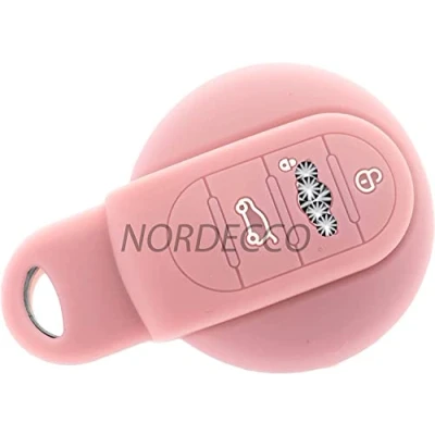 Imagen de MINI Funda protectora de silicona para llave coche 2014 2015 2016 F56 Cooper S CLUBMAN Paceman Countryman JCW GP 3 botones inteligente sin (rosa)