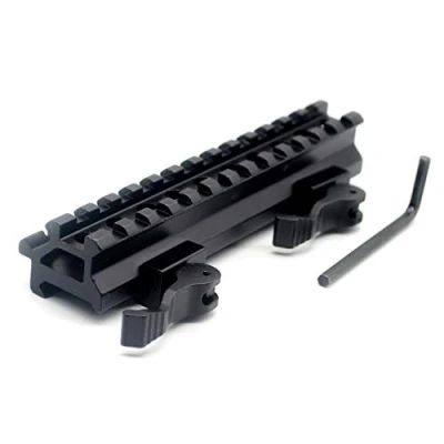 Imagen de TRIROCK See Through Throw Lever Riser Mount Picatinny with 13 Slots Double Rails Quick Release Detachable Fits Scope Optics