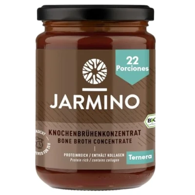 Imagen de Bone broth JARMINO Caldo de huesos concentrado orgánico vacuno, fabricado en Alemania, 220 g (22 porciones), rico colágeno