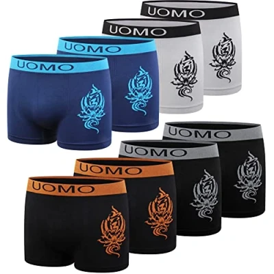 Imagen de L&amp;K 8 Paquetes de Calzoncillos para niños a Partir 7 años Retro Hombres Microfibra cómodos sin molestas Costuras Laterales Lotus 1209 M/L