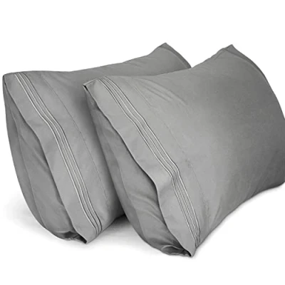 Imagen de Lirex 2 Pack Fundas de Almohada 1800 Hilos, Microfibra Suave Cepillada, Transpirables sin Arrugas y Lavables a Máquina (50x70 cm, Gris)