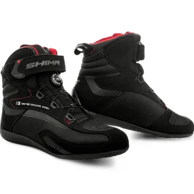 Imagen de SHIMA EXO Vented, Zapatos de Motocicleta para Hombres calle reforzados con sistema cierre ATOP, Suela antideslizante, Mango cambio marchas (Negro, 44)