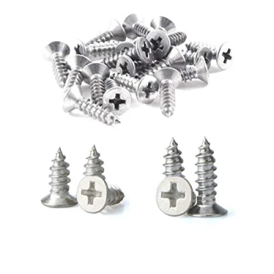 Imagen de 200 piezas Tornillos autorroscantes de acero inoxidable M4 calidad Phillips cabeza plana carpintería bricolaje (100 x 10 mm, 100 12 mm)