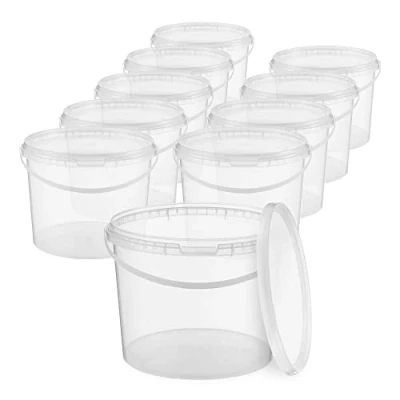 Imagen de BenBow Cubo con Tapa 3l Transparente 10x 3 litros Seguro para los Alimentos, Estable, hermético, a Prueba de Fugas, Inodoro plástico asa vacío