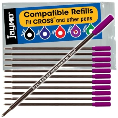 Imagen de Jaymo Recambio para Cross 8511/8513/8515 Medidas 4.563 pulgadas / 116 mm de largo bolígrafo 12 morados