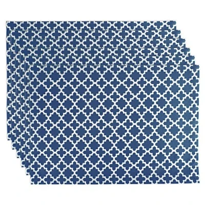 Imagen de DII Lattice Juego de manteles Individuales, 13 x 19 Pulgadas, Azul náutico, 6 Piezas