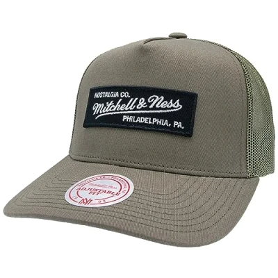 Imagen de Mitchell &amp; Ness Trucker Snapback Essential Caja con logo, verde oliva, Talla única