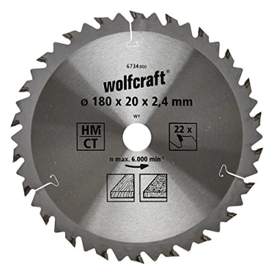 Imagen de wolfcraft Disco de sierra circular mano CT, serie marrón, 6734000, Cortes rápidos y bastos