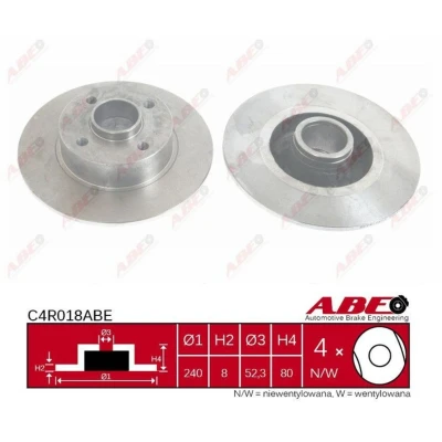 Imagen de KRAFT 6055110 Disco de freno 240, 240,0 8,0 4 macizo sin cojinete rueda, anillo sensor ABS RENAULT: MEGANE 2, CLIO 3, 2 Coupe Cabriolet