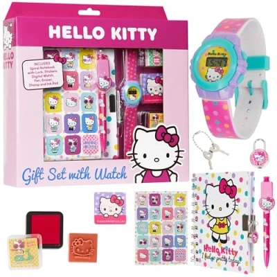 Imagen de Hello Kitty Set de Regalo con Reloj Digital Niñas y Accesorios, Diario Candado, Boligrafo Bonito Sello Infantil