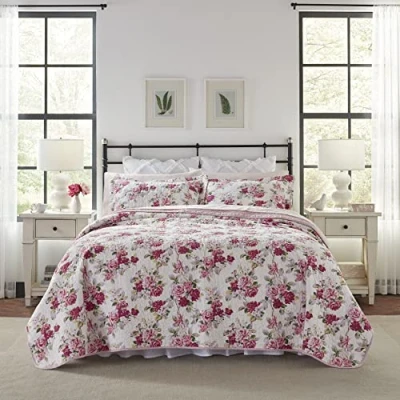 Imagen de Laura Ashley Lidia algodón edredón Set, algodón, Rosa, Matrimonio