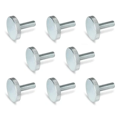 Imagen de Ganter Normelemente tornillos moleteados planos (forma baja) DIN 653 M4 10 ZB 8 unidades acero galvanizado Rosca: M4x10