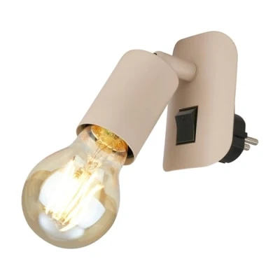 Imagen de BRILONER Aplique pared interior con interruptor, orientable, casquillo E27, enchufe, apliques dormitorio, lampara pared, apliques, 9,5x6,7x7,8 cm, beige