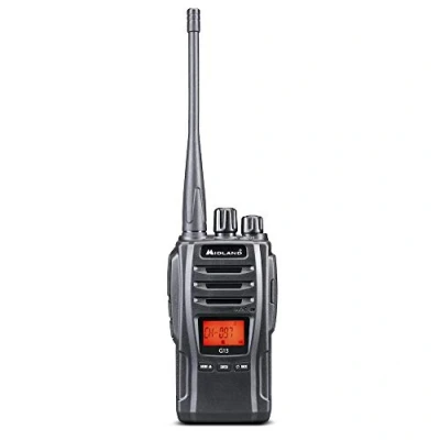 Imagen de Midland G13 C1462, Walkie Talkie Recargable, Transceptor de Radio Semiprofesional con 99 Canales PMR446, Función VOX, Impermeable IPX4, Batería Iones Litio 2600mAh hasta 40 Horas, Negro