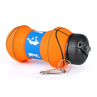 Imagen de Genérico Botella Agua Silicona Diseño Basket Niños, Niñas y Adultos Plegable Libre de BPA Muy Resistente Limpia Pura 550ml