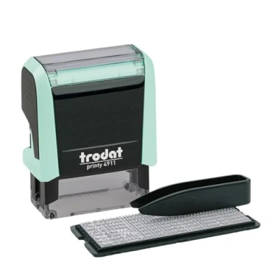 Imagen de Trodat Sello autoentintable Printy 4911, color verde pastel, 3 líneas, estampado negro, 38 x 14 mm