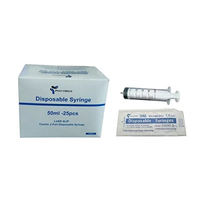 Imagen de PintoMed Jeringa Desechable Esteril 3 Partes 50 ml Luer Slip Paquete de 25 unidades