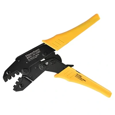 Imagen de Heschen Alicates de crimpadora trinquete, HS 03BC, terminales no aislados y herramientas crimpado receptáculos, uso para 0,5 6 mm² (20 10 AWG), amarillo