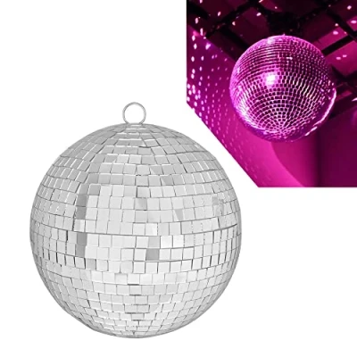 Imagen de QINERSAW Bola de Discoteca 20 cm Espejos Esfera para Vestirse Fiesta (Plata)