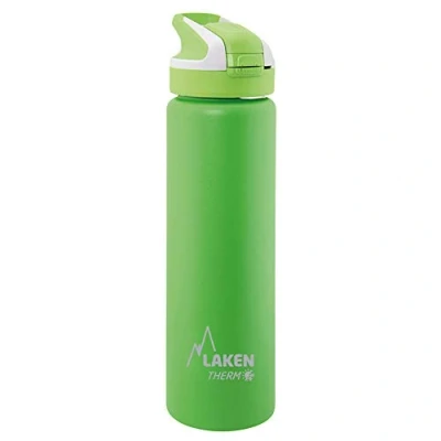 Imagen de Botella de Agua Térmica al Vacío Acero Inoxidable Doble Pared Laken (0,75L Verde) Tecnología 24 Horas Frío Ideal para Trabajo o Deporte Cierre Hermético y Uso Vertical