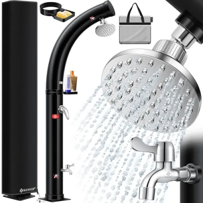 Imagen de KESSER® Ducha solar de jardín, Arco incluido. Capó protección agua caliente 20 litros Máximo 60 C sin conexión a la red eléctrica piscina Camping