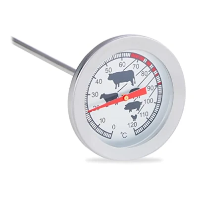 Imagen de Relaxdays Termómetro de cocina, Analógico, Punción, Acero inoxidable, 20 cm
