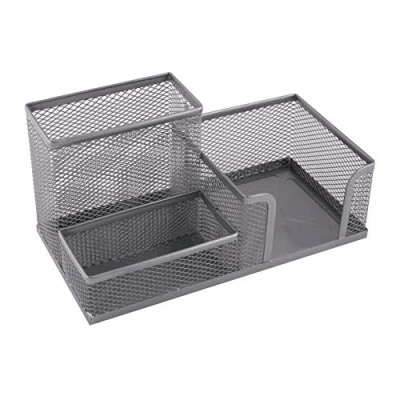Imagen de Leviatan D.RECT Desk Organiser with Pen Holder and Memo Metal Mesh 205 x 103 98 mm Silver