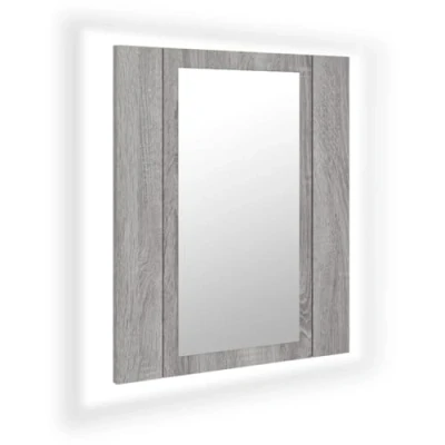 Imagen de vidaXL Armario de Baño con Espejo LED, Mueble Almacenaje, Pared para Maquillaje, Lavabo Aseo, Madera Gris Sonoma