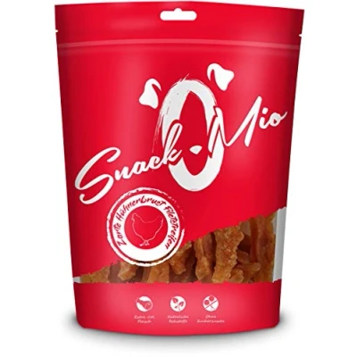 Imagen de SnackOMio Snack Premium para Perros tiernas Tiras de Filete pechuga Pollo, sin Cereales, 1 Pack (1 x 500g)