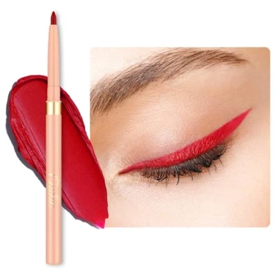 Imagen de OULAC Lápices de Ojos Mate Dura 24 Horas+, Twist up Rojo Eyeliner y Lip Liner Resistente al Agua, Altamente Pigmentado Sin Manchas, Suave, Vegan (L08) Ruby