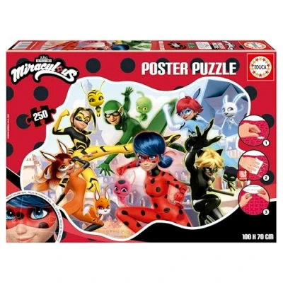 Imagen de Educa Ladybug Poster Puzzle Infantil de 250 Piezas con Forma Exterior Especial y Grandes Dimensiones: 100 x 70 cm. Móntalo, pégalo el Pegamento Fix cuélgalo (19970)