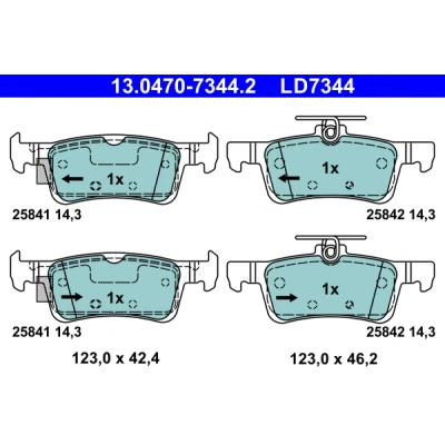 Imagen de ATE 13.0470 7344.2 Juego de pastillas freno no preparado para indicador desgaste, excl. contacto avisador desgaste FORD: FIESTA 7