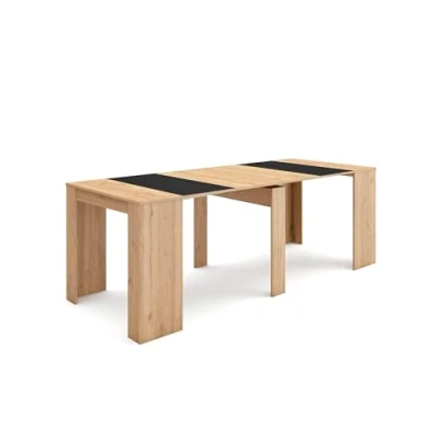 Imagen de Skraut Home Mesa Consola Extensible Comedor Plegable 220 para 10 comensales y Cocina Estilo Moderno Roble Negro