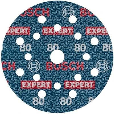 Imagen de Bosch 1x Disco de lija para láminas EXPERT O780, 125 mm (para Madera dura, Pintura sobre madera, Ø mm, Grano 80, Professional Accesorios Lijadora excéntrica)