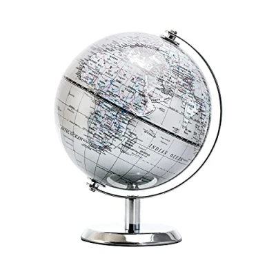 Imagen de TOPGLOBE 14cm Globo Terráqueo Mapa en Inglés educativa/geográfica, con una Base de Metal