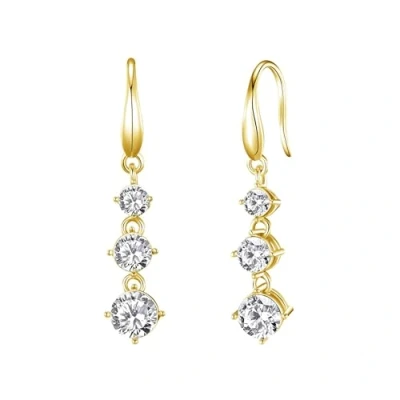 Imagen de Pendientes de gota graduados chapados en oro creados con cristales Zircondia®, Chapado oro, Cristal Zircondia®