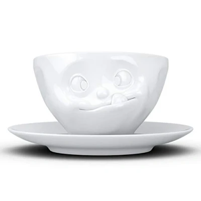 Imagen de Fifty Eight Café Taza Cafe con Leche Cara Saboreando, Porcelana, Blanco, 13 cm