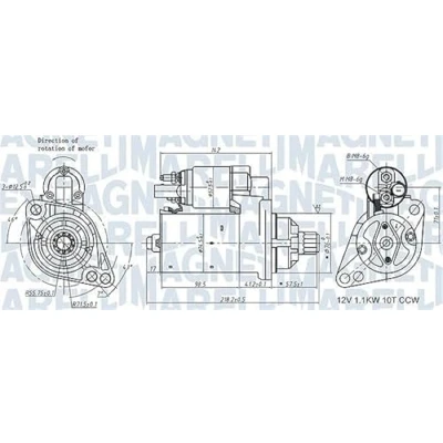 Imagen de MAGNETI MARELLI 063721322010 Motor de arranque 12 1,1 10 SEAT: Leon II Hatchback, Altea, Altea XL, VOLKSWAGEN: Touran I, Passat B6 Berlina, Caddy 3