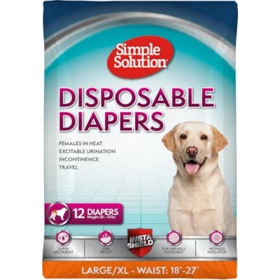 Imagen de Simple Solution True Fit Pañales desechables para perros hembras Superabsorbentes con indicador de humedad L/XL 12 unidades