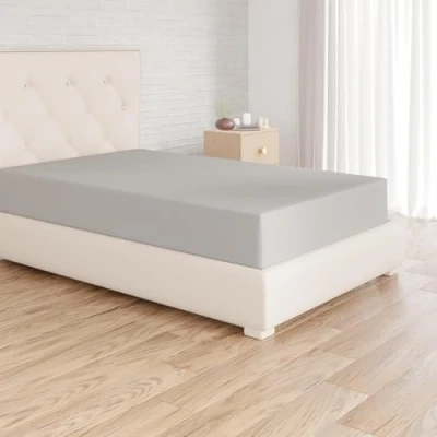 Imagen de Amazon Basics Sabana Bajera Ajustable, 140 x 200 30 cm, de Poliéster Microfibra, Gris Claro